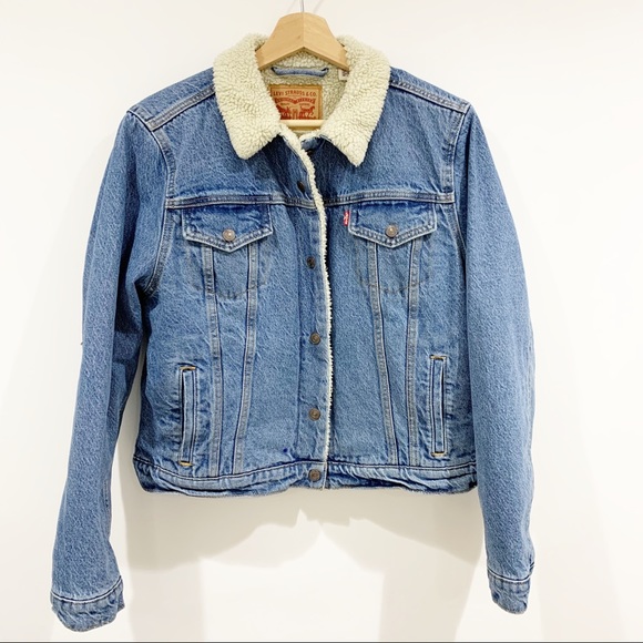 Levi’s faux shearling blue jacket Sz XL - Picture 2 of 8